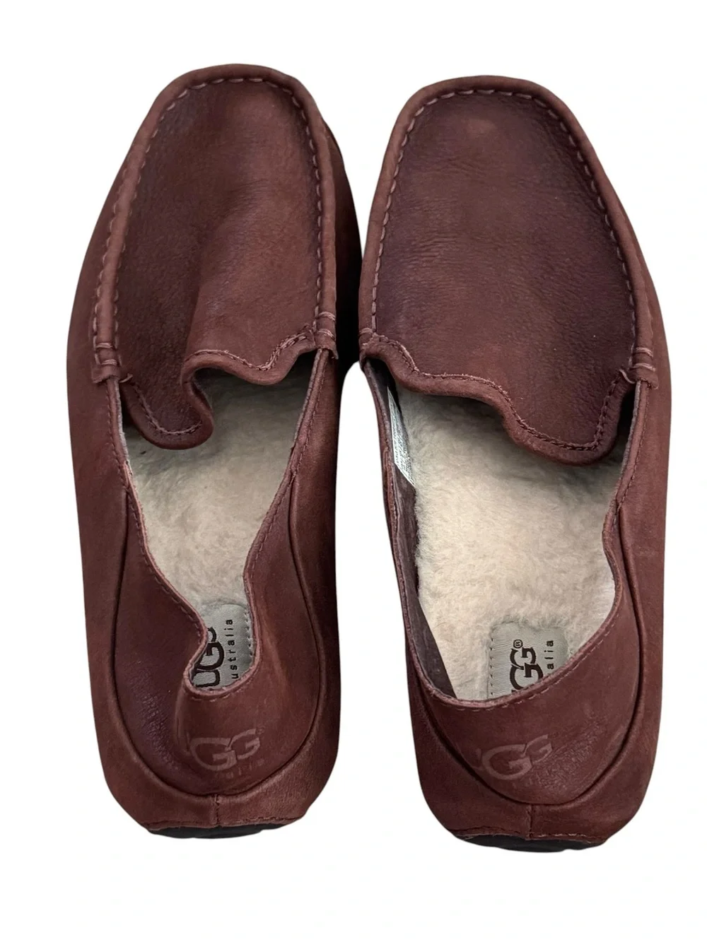 UGG Hunley Brown Leather Slippers Loafers Men’s Size 10